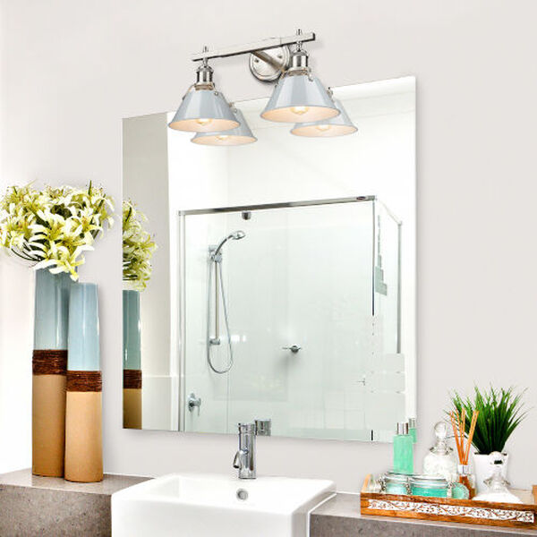 Orwell Pewter Two-Light Bath Vanity with Dusky Blue Shade, image 2